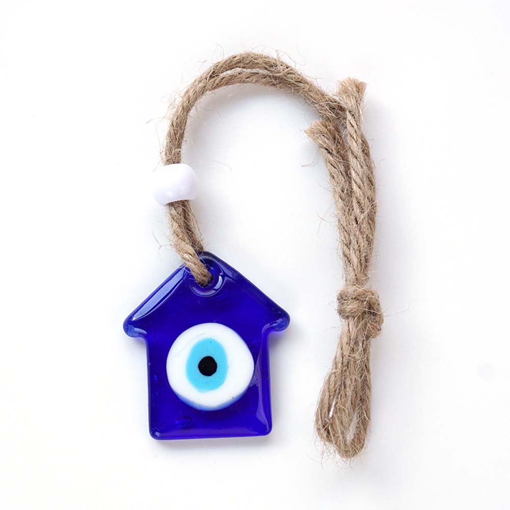 Ethnic Fashion House - Turkish Evil Eye House-Shaped Glass Hanging