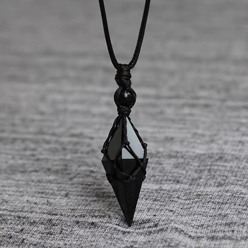 Fashion Show Ethnic Wear - Black Obsidian Arrowhead Crystal Pendant Necklace