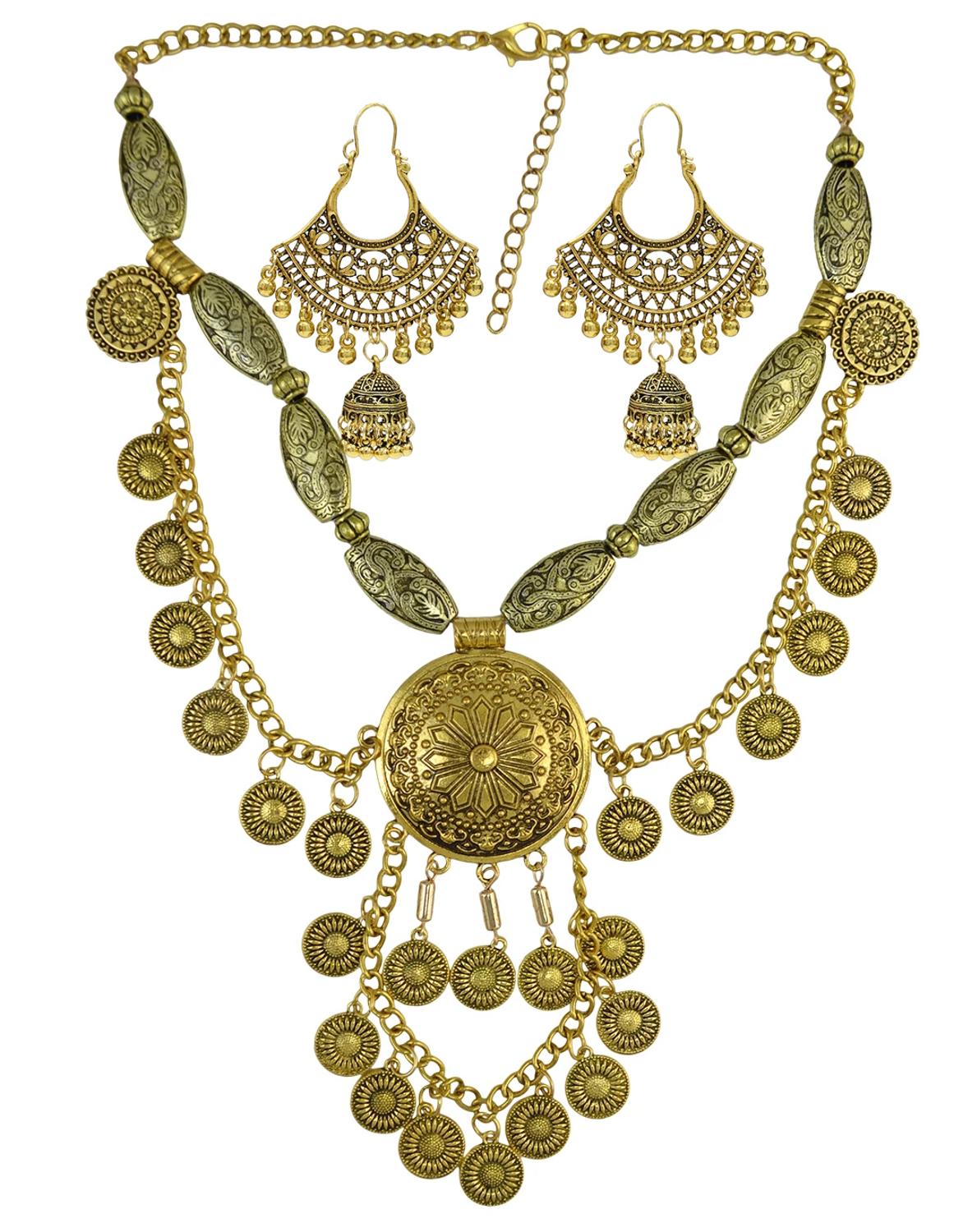 Ethnic Fashion Co In - Boho Ethnic Big Choker Necklace&earrings Set